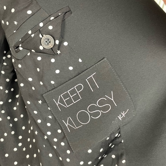 Express Karlie Kloss Printed Cuff Easy Fit Blazer Solid Black Women's Size XS - Picture 6 of 7